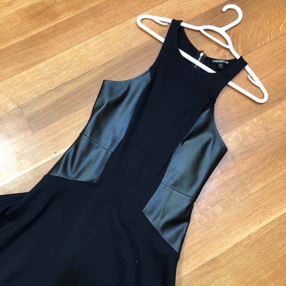 Express Black Dress with Faux Leather Details